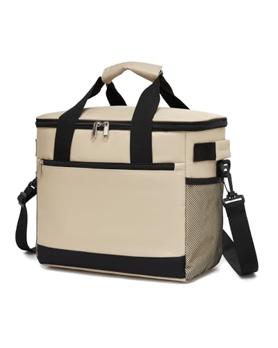 Kono Bolsa Termica Porta Alimentos 20L, Grande Nevera Portatil, Plegable Bolso Lancheira Termica Isotermica para Hombre, Mujer, Playa, Camping, Trabajo, Picnic (Caqui, 20L)