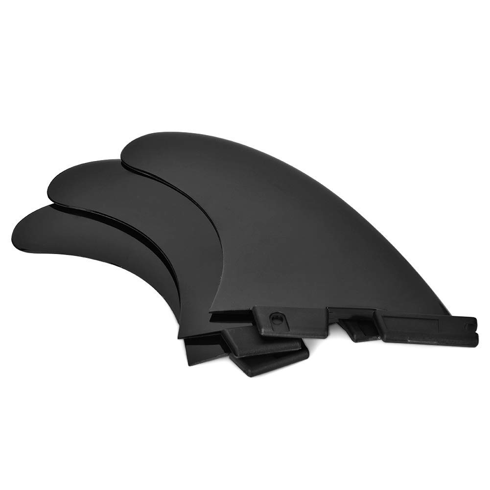 Aileron arrière de Planche de Surf, 3 pièces/Ensemble FCS2 G5 Fibre de Verre Noir aileron arrière de Planche de Surf Professionnel Accessoire de Surf Flexible pour Paddleboard