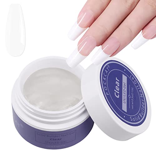 POCKCAT Solid Builder Gel,Pink Solid Extension Gel For Nails,Solid Nail Gel,Uv/Led Nail Extension Gel,Nail Art Design Nail Art DIY Sculpting Nail Gel 15ml-Clear