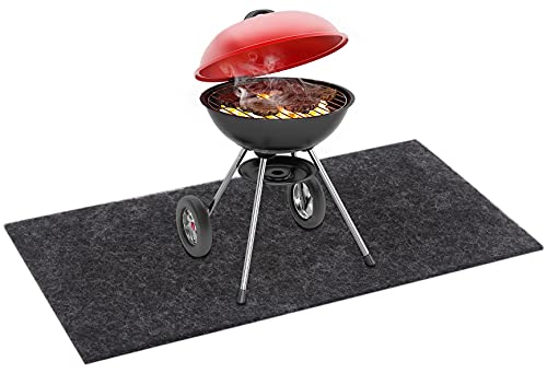 Tellshun Under Grill Mat, Grilling Gear Retardant Mats BBQ Absorbing Oil Pads Reusable Durable Washable Floor Mat Protect Decks, Patios, Grease Splatter