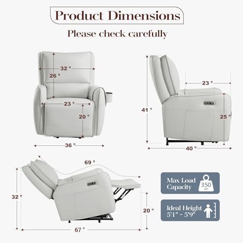 Image of Power Recliner Gliders for Nursery, Electric Swivel Rocker Recliner Chair, Comfy Upholstered Living Room Reclining Rocking Chairs with Lumbar Support (Gray, 41 inch X 40 inch X 36 inch)