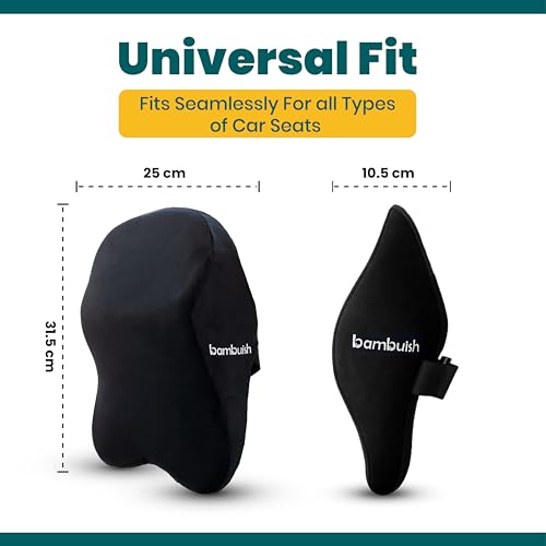 Image of 3-in-1 Car Neck Rest Pillow with Ultrasoft Memory Foam for Neck, Superior Neck Support Cushion, Relieves Neck Pain, Head Rest Pillow for Car with Washable Cover, Black