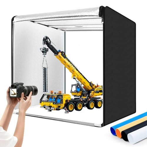 SYSCLOUD Photo Studio Light Box, 32'x32' Professional Dimmable Shooting Tent Kit with 210 LEDs Lights & 4 Color Backgrounds for Product Photography