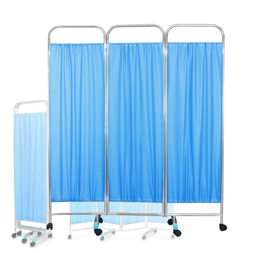 SNLKCLRA Biombo médico Enrollable de 3 Paneles con Ruedas, biombo médico portátil, biombo Separador de ambientes, biombo Plegable para Adultos para clínica, Sala de Consulta o Consulta, Ahorra espaci