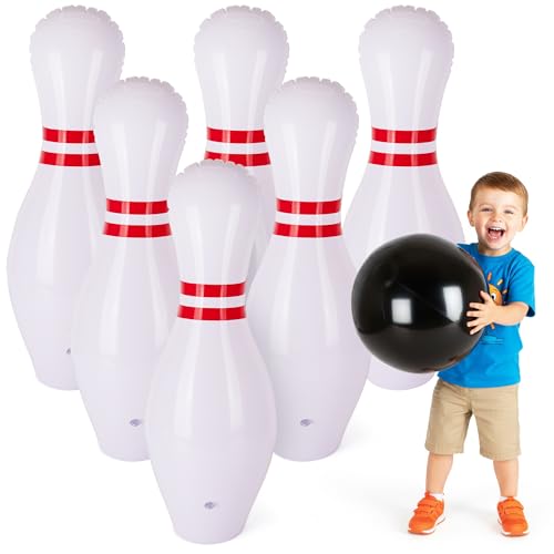 ArtCreativity Giant Inflatable Bowling - Set of 6 Pins - Fun Indoor or Outdoor Games for Kids & Adults - Backyard Christmas Carnival Birthday Party Activities for Family - Kids Motor Skills Toy Set