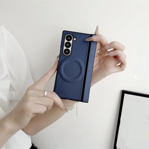 Étui magnétique en cuir Galaxy Z Fold6 marron pour protéger votre smartphone