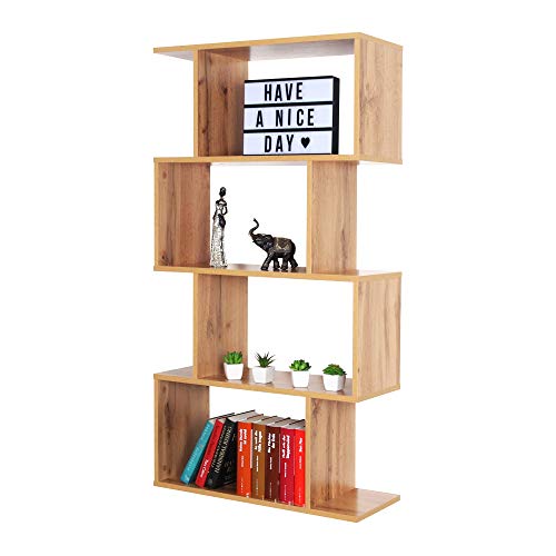 RICOO Standregal 4 Regalböden WM071-EW Raumteiler Regal schmal Eiche braun...