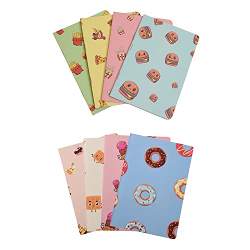 Image of Papboo A5 Handy, Easy to Carry Unruled, Plain Cute Snacks & Desseart 2 Sets of 4 for doodling, Writing, Notes, Notebooks -Matte Finished - Journal Diary, Gift.(60 * 8= 480 80 GSM Pages)