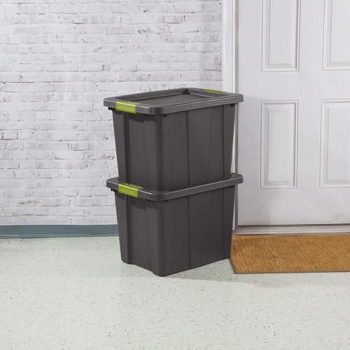 Image of Sterilite Latching Tuff1 Tote Containers w /Lids, 18 Gallon, 6-Pack | Flat Gray, Large Plastic Storage Bins - Heavy-Duty Stackable Organizer Boxes for Home, Office, Basement, Closet, & Garage