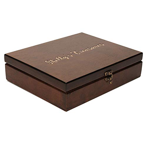 WE Games Custom Engraved Wooden Treasure Box with Lid & Brass Latch
