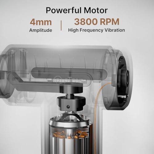 Image of pTron Revivo Z1 Deep Tissue Massage Gun for Muscles Pain Relief, 6-speed Intensity, 3000mAh Battery, 4 Massage Heads, Lightweight & Portable Full Body Gun Massager, Type C Charging (Black)
