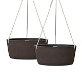 La Jolie Maison Große hängende Pflanzgefäße – 30,5 cm große Blumentöpfe für den Außenbereich, hängende Garten-Pflanzgefäße, 2er-Set, eisenfarben
