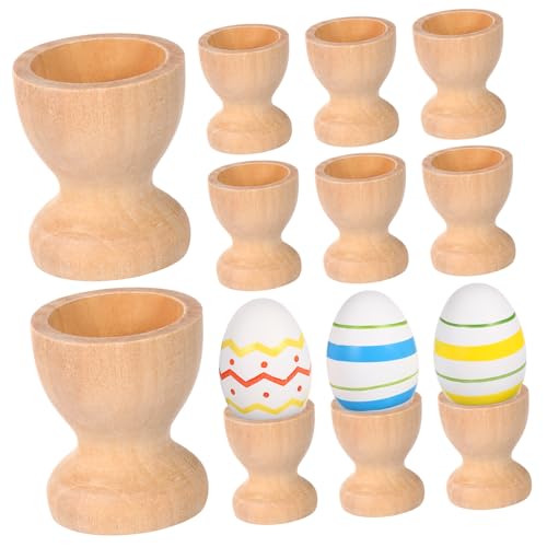 Cabilock 15Pcs Wooden Egg Holders for Egg Tray Wine Glass Shaped Egg Cups Tabletop Storage for Decorative Egg Stands for Crafts and Celebrations