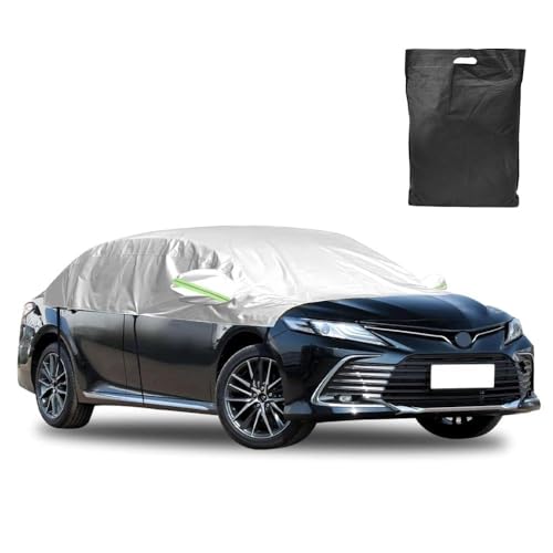 Fuhesgu Housse de Protection Demi 380 x 280 CM avec Bandes Réfléchissantes Demi-bâch Housse de Protection Auto Couverture de Voiture Imperméable UV Soleil Neige Poussière pour Hayon, Berline, SUV