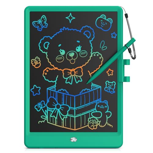 Image of Bravokids 10 Inch LCD Writing Tablet for 3-8 Year Olds - Electronic Drawing Pad and Doodle Board as Educational Birthday Gifts for Girls and Boys (Dark Green)