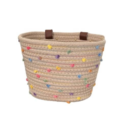 子供用自転車バスケット 幼児用バスケット ハンドルバーバスケット 安定 頑丈 前かご フロントかご 取付簡単フロント 工具不要 通学 通勤 洗える 田園風 防水 レザーストラップ付き 自転車アクセサリー 多機能 ハンドルバスケット 男の子 女の子 ショッピ