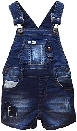 KIDSCOOL SPACE Baby & Little Girls/Boys Summer Shorts,Adjustable Jean Shortall Overalls,Blue,6-12 Months