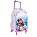 Mochila Escolar de Rodinhas Infantil Bolsa Resistente Compartimentos Grande Menina Sereia