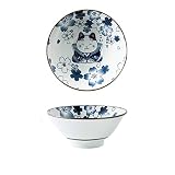 SCAU 7 Inch Cartoon Lucky Cat Ceramic Ramen Bowl Soup Salad Rice Porcelain cute Lucky Cat Cereal Bow