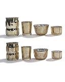 DN DECONATION Gold Mercury Glass Candle Holder, Mercury Glass Votives, Vintage Votive Tealight Candl