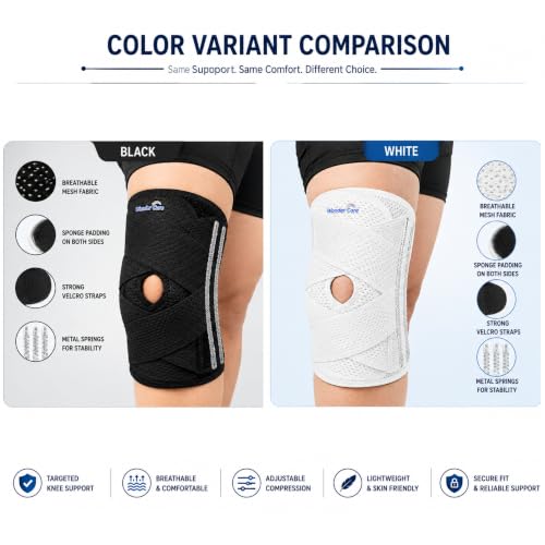 Image of Wonder Care Adjustable Wrap Knee Support Brace, Air Mesh Fabric Knee Brace Cap for Pain Relief, Sports, Arthritis, Running Protection for Men & Women (1, XXL)