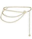 SEESUNO Gold Waist Belt, Belly Chain Women Adjustable, Suitable for Various Decorative Styles On Skirts and Pants