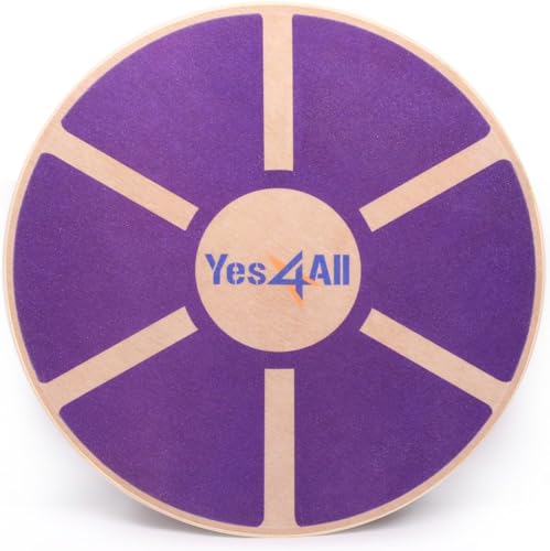 Yes4All Balance Board aus Holz; Brett mit hochwertiger rutschfester Oberfläche; Balance Trainer & Wackelbrett für das Ganzkörpertraining, Lila, 15.5
