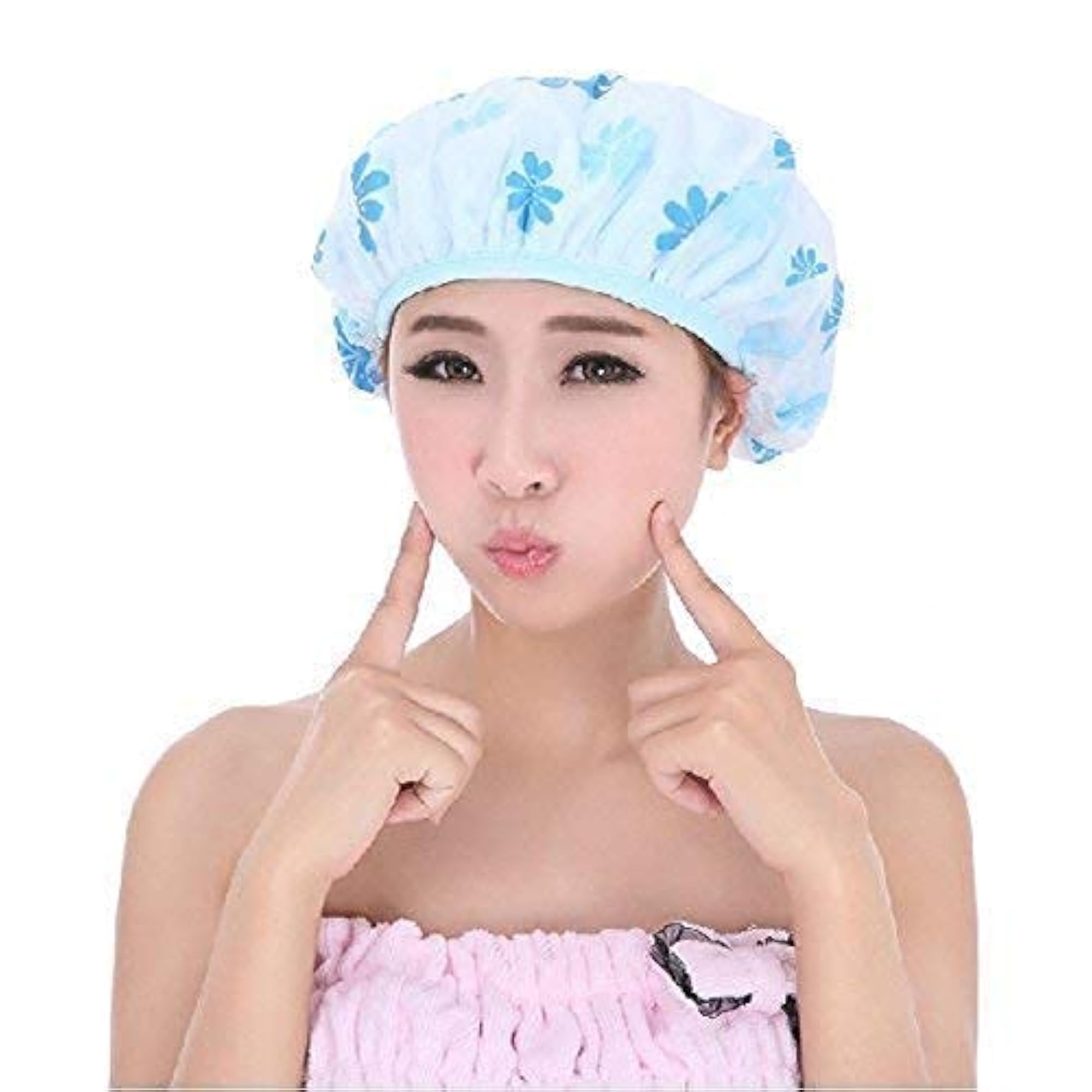 Pack of 6 Reusable Shower Caps for Women