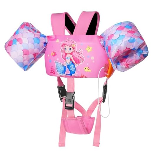 MoKo Chaleco Flotante de Natación para Niños, Manguito Flotador para Niños con Correa Ajustable para Niños de 20-50 lbs, Flotador de Piscina Aprender a Nadar Piscina Playa, Sirena Rosa