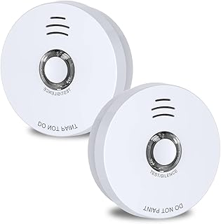 Smoke Detector, 10 Year Battery Operated Smoke Alarm with LED Indicator, Photoelectric Fire Alarm Smoke Detector with Test & Silence Button for Home, 2 Packs
