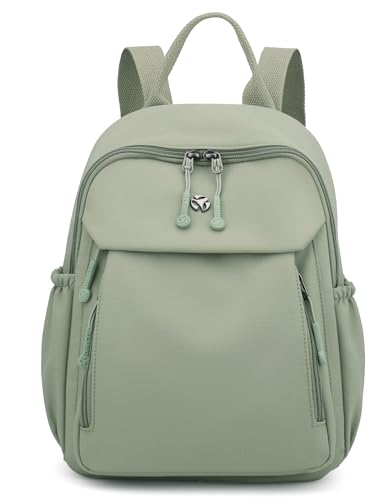 Image of Pealwel Mini Nylon Women Backpacks,Small Ladies backpacks Lightweight Shoulder Satchel Bag Tote Handbag Casual Travel Daypack (Light Green(A))