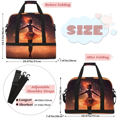 Large Weekender Overnight Bags Abstract Modern Woman Fire Travel Duffel Bag for Women Men Gym Bags With Shoe Compartment Foldie Travel Tote Bag Carry On Personal Item Bag for Travel Gym Sports2