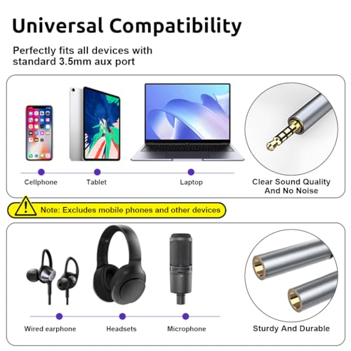 Image of Verilux Headphone Jack Splitter, 3.5mm Audio Splitter Cable Headphone Jack Extension Cable 19.6inches Nylon Braided Splitter Cable Universal 3.5mm Jack Extension Cable