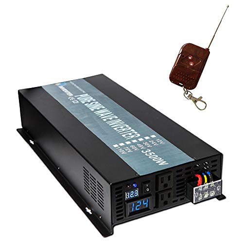 WZRELB 3500W 12V 120V Pure Sine Wave Solar Power Inverter With Remote Control Switch