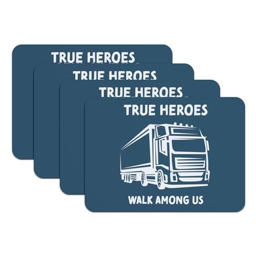 Sets de table caoutchouc bleu grand format True Heroes Trucker lot de 4