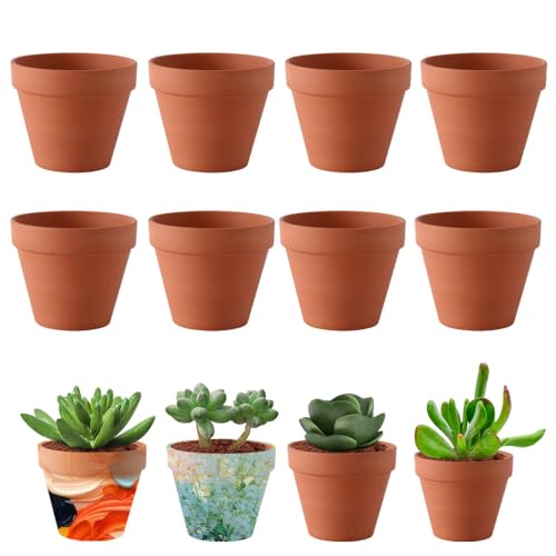 TGKYK Maceta Terracota, 8 Piezas 8cm Mini Macetas, Macetas de Barro con Agujero de Drenaje, Macetas de Terracota para el Cultivo de Plantas, Decoración de Interior y al Aire Libre
