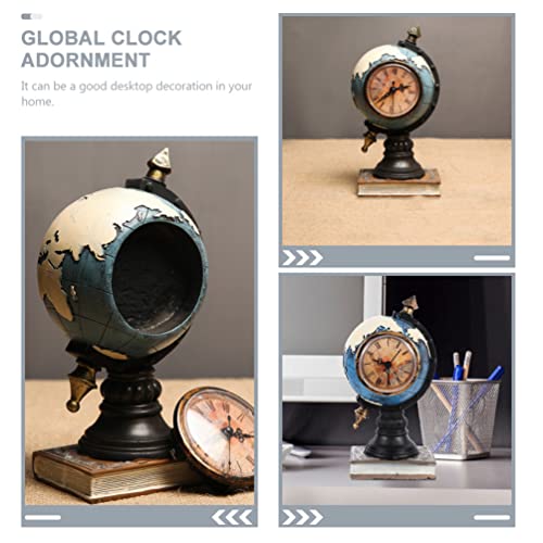 DECHOUS Relógio de mesa vintage design globo mundial relógios de mesa retrô antigo relógio de mesa o