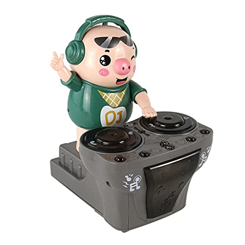 Pocoiau Piggy DJ Electronic Movable Toys Parent-Child Communication KidsToy for Play Cheerful Music with Flashing Lights Electric Pets for Girls