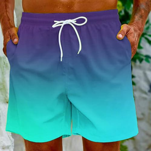 Muscularfit Swimming Trunks for Men Drawstring Color Block Elastic Waist Bathing Suits Hawaiian Beach Shorts with Pockets3