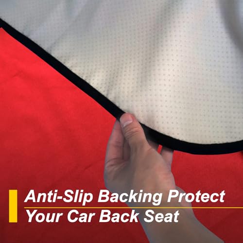 Image of Back Seat Cover for Car Trucks Van SUV Jeep,Waterproof Rear Bench Towel Seat Covers for Dogs and Kids,Automotive Backseat Protector (Red)