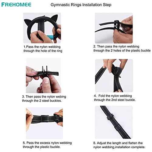 New Frehomee Gymnastic Rings Red Color 1.5 Meters Length,Both For Adults And Kids,Support 360Lbs,Home Fitness Equipment For Children, Kid's Indoor Pull-Up Bar For Stretching And Height Increase… (Red) #TOP4