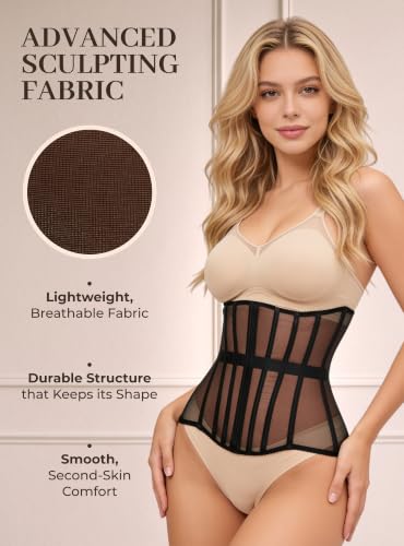 Image of Mesh Corset Waist Trainer for Women - Underbust Corset Lace Up - Waist Cincher Shapewear - Body Shaper