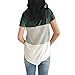 YunJey short sleeve round neck triple color block stripe T-shirt casual blouse, Green, Large