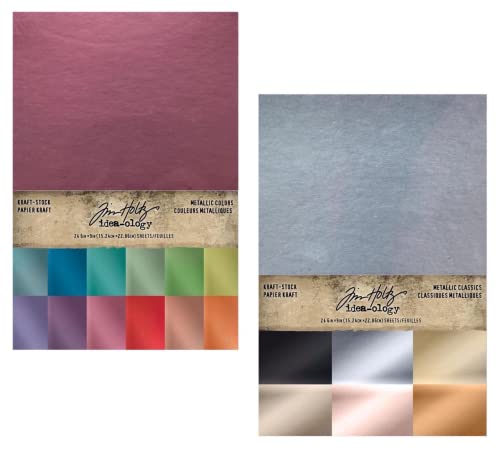 Tim Holtz Idea-Ology Kraft-Stock Cardstock, Metallic Colors & Metallic Classics,