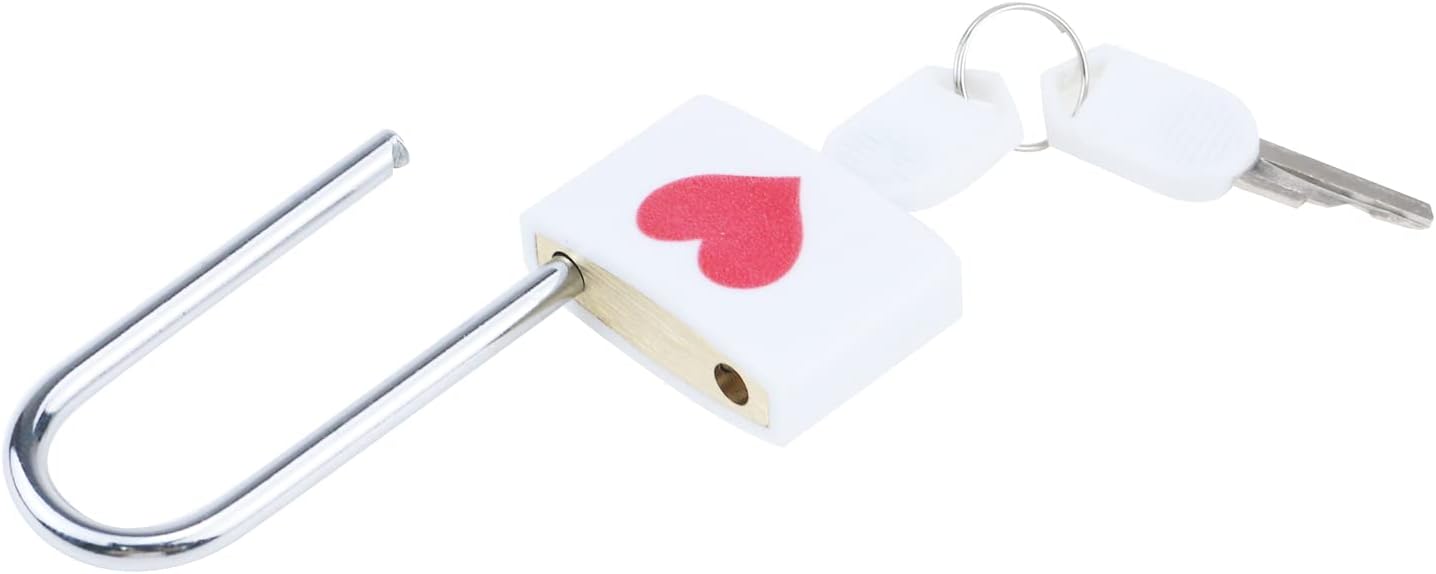Dnyta 2 Pcs Padlock and Key Set, ABS Padlock Body Classic Couple Love Lock with Key, Padlocks Decorative Locks Suitcase Locks for Gate Shed Gym Locker -Valentines/Anniversary/Travel (White)