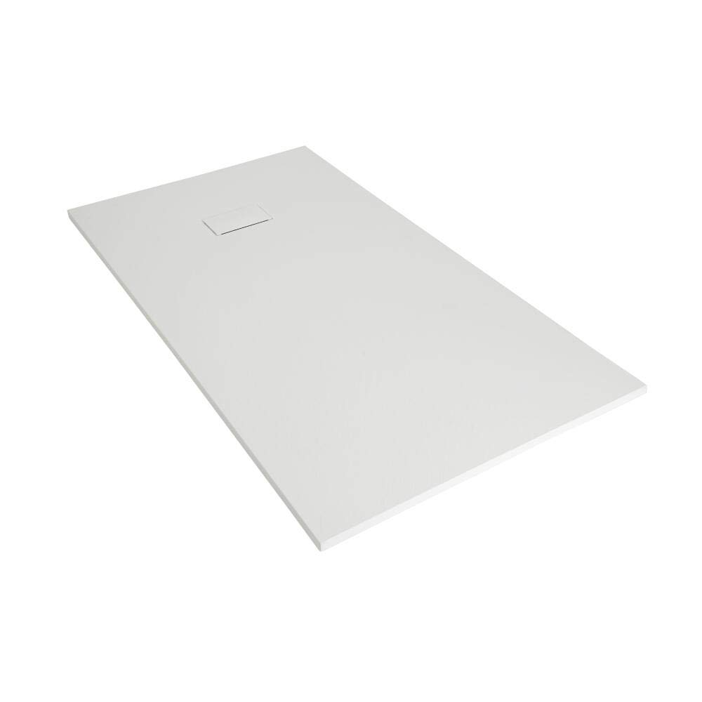 Milano White Rasa Low Profile Rectangular Textured Slate Effect Shower Tray - 1600 X 800Mm