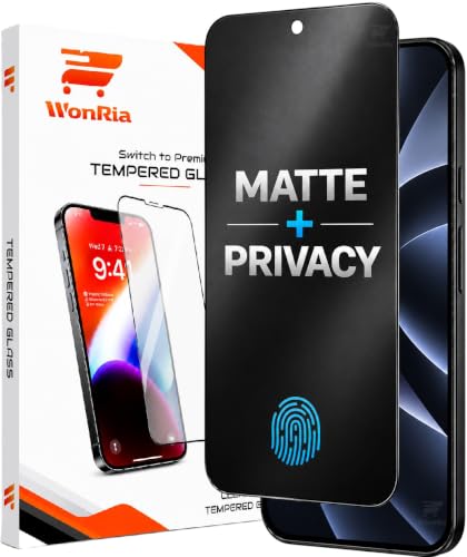 Image of WonRia Pack 1- Matte Privacy Tempered Glass for Pixel 9 | Pixel 9 Pro 5G [FingerPrint Unlock] Screen Guard Protector | Anti-Spy | Anti Glare | Case Friendly - Installation Kit