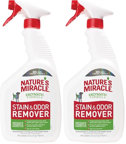 Image of Nature's Miracle Stain and Odor Remover Dog, 32 Ounces, Everyday Mess Enzymatic Odor Control Formula (Pack of 2)