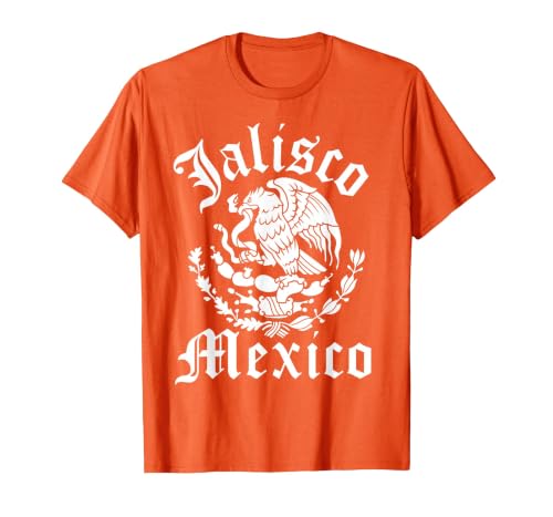 Jalisco with Mexican Emblem, Jalisco T-Shirt, Men, Orange, Large