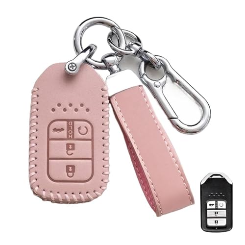 車用スマートキーフォブケースカバーバッグキーチェーン、ホンダアコードシビッククロスツアーフィットリッジラインCR-V HR-Vパイロットオデッセイ対応(Pink)